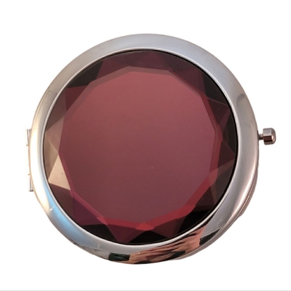 Compact Deep Purple Faceted Crystal Travel Mirror - New! - Picture 4 of 5